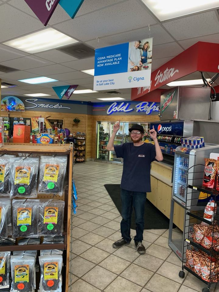 Ceiling poster, convenience store