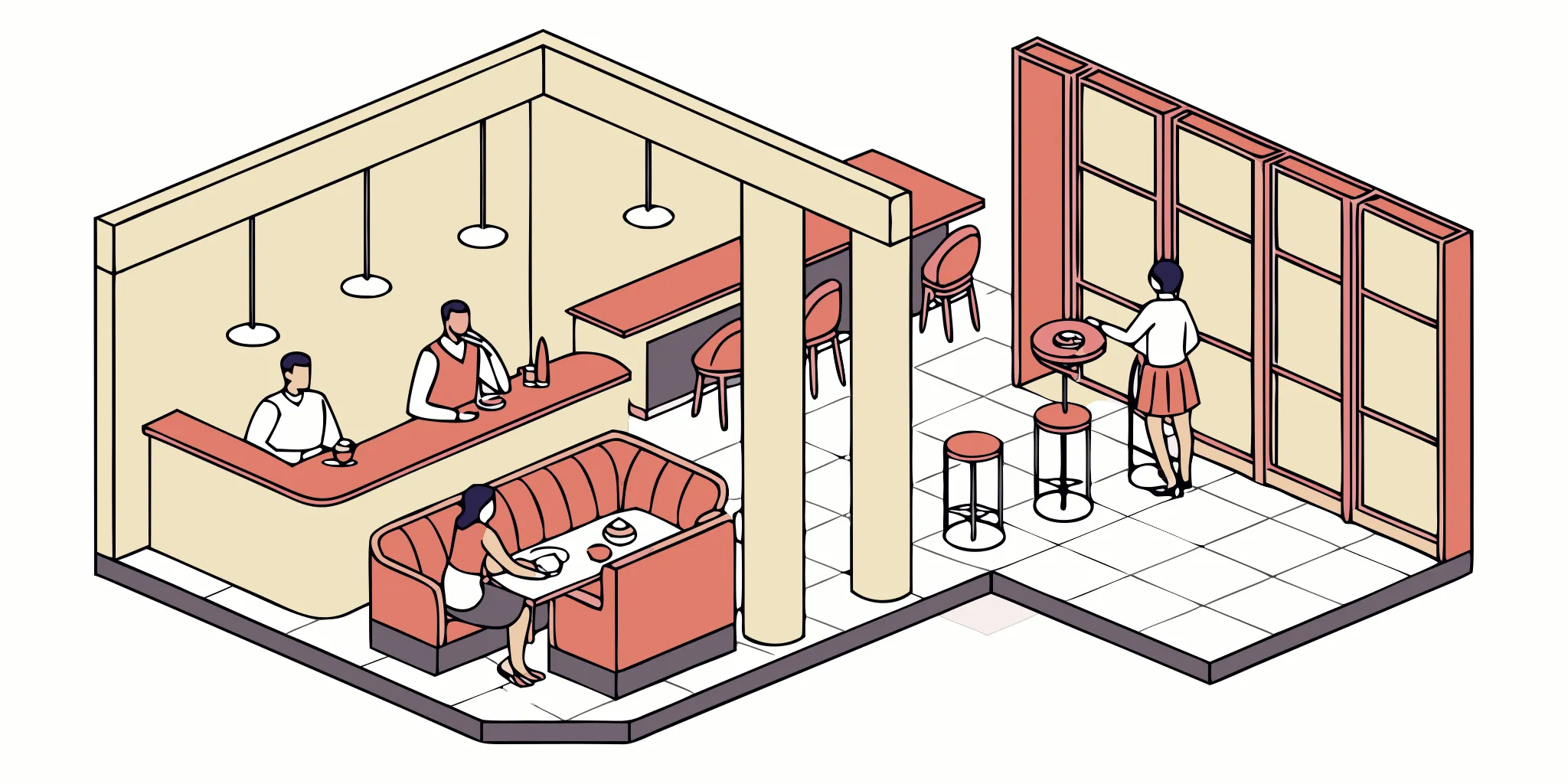 A busy bar and restaurant filled with customers, the result of effective advertising.