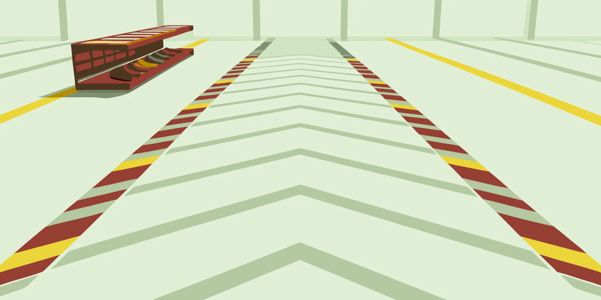 Custom floor graphics with directional arrows on an aisle in a retail store.