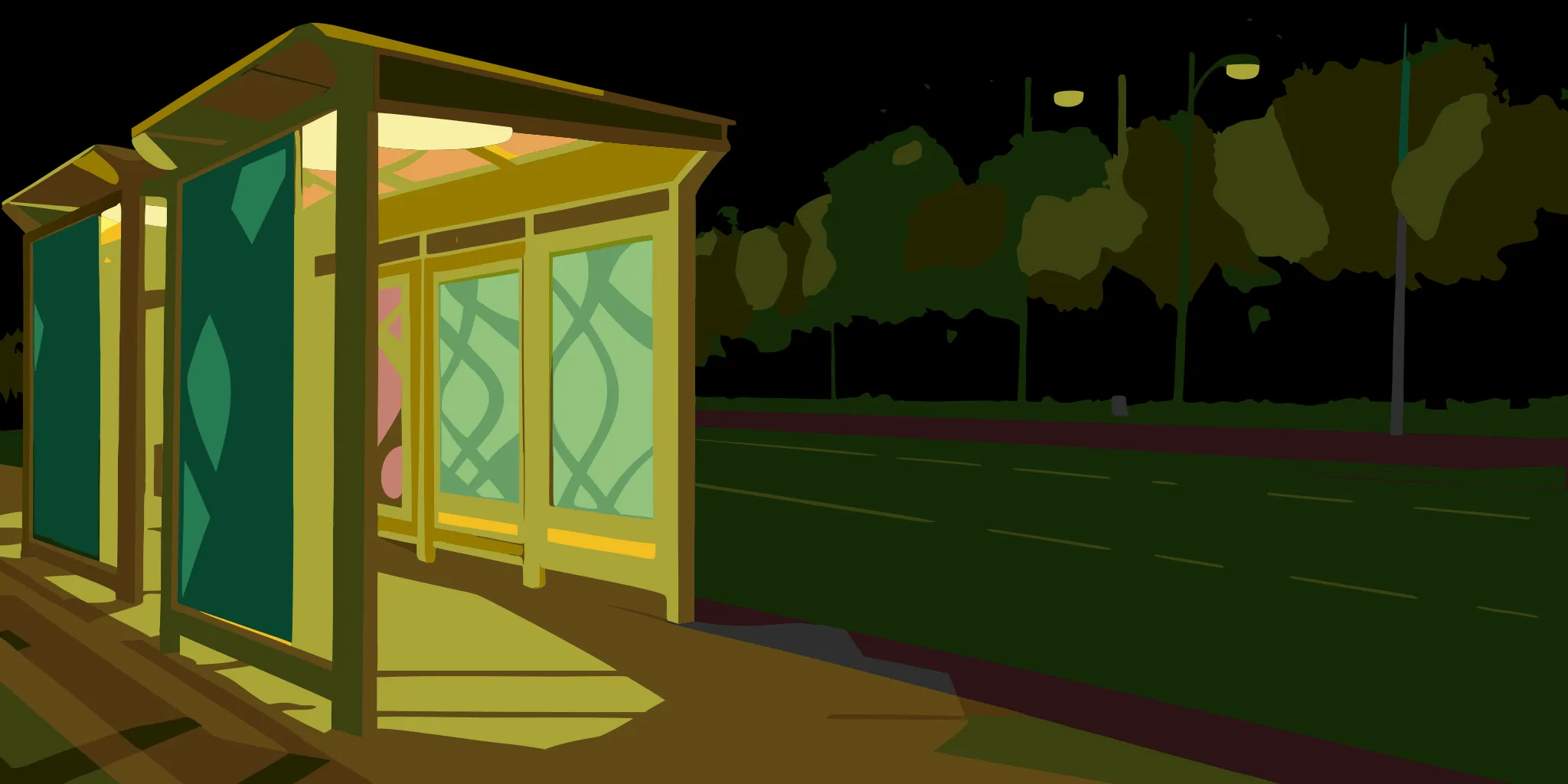 A bus stop advertisement at night, managed by a full service OOH advertising agency.