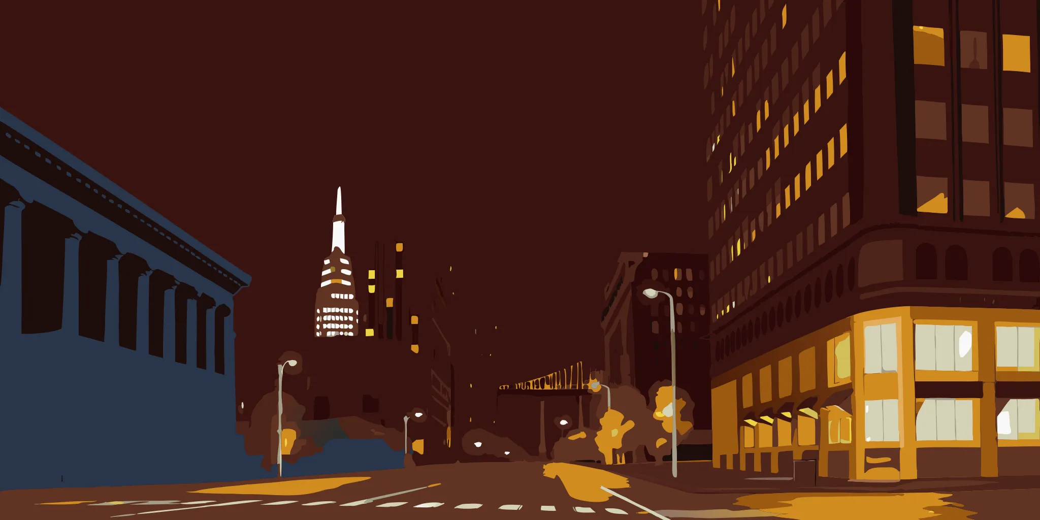 Digital signage advertising lights up a busy San Francisco street at night.