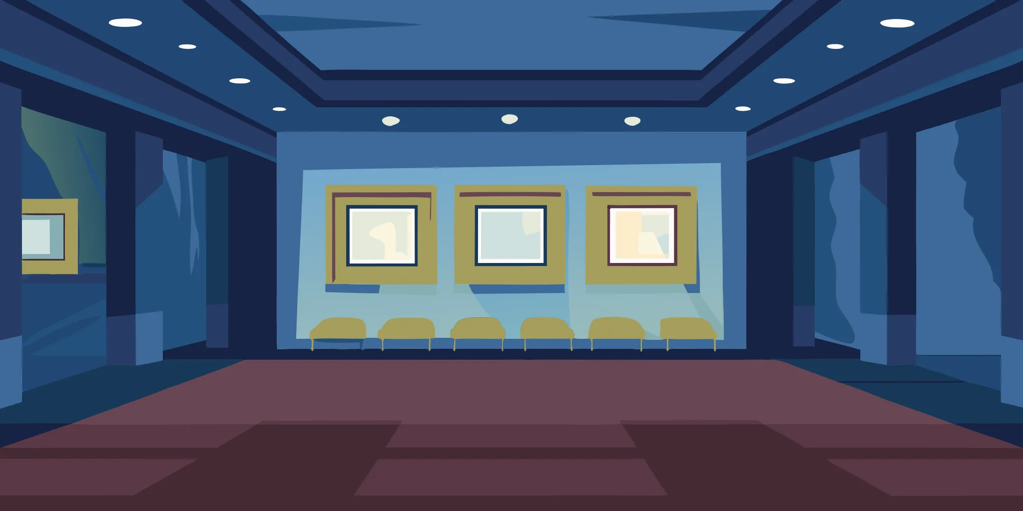 Healthcare waiting room advertising displayed on the walls of a modern medical office.