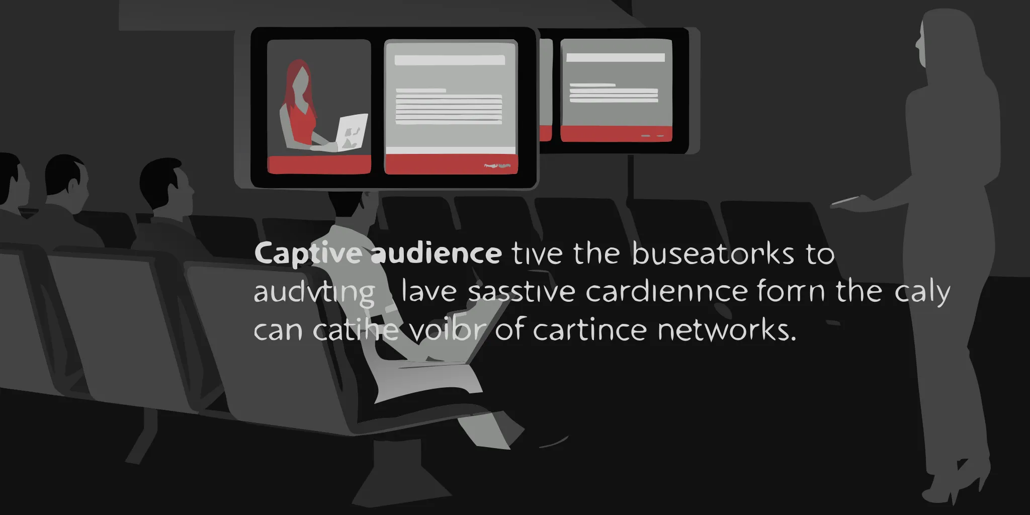 what-are-captive-audience-advertising-networks-148869 A captive audience watching advertising on screens in a waiting area.