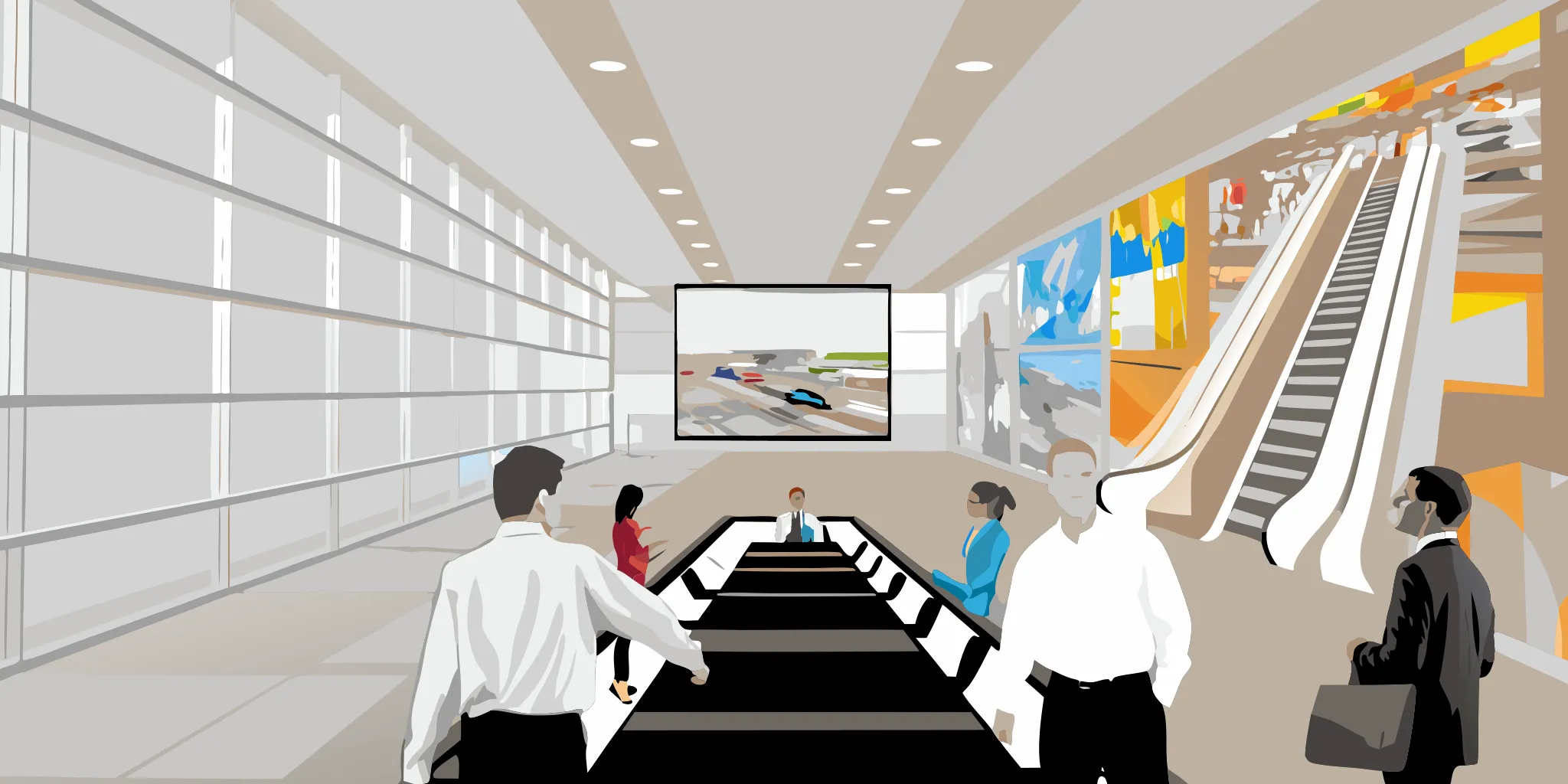 A place-based advertising company reaches an audience in a high-traffic office lobby.