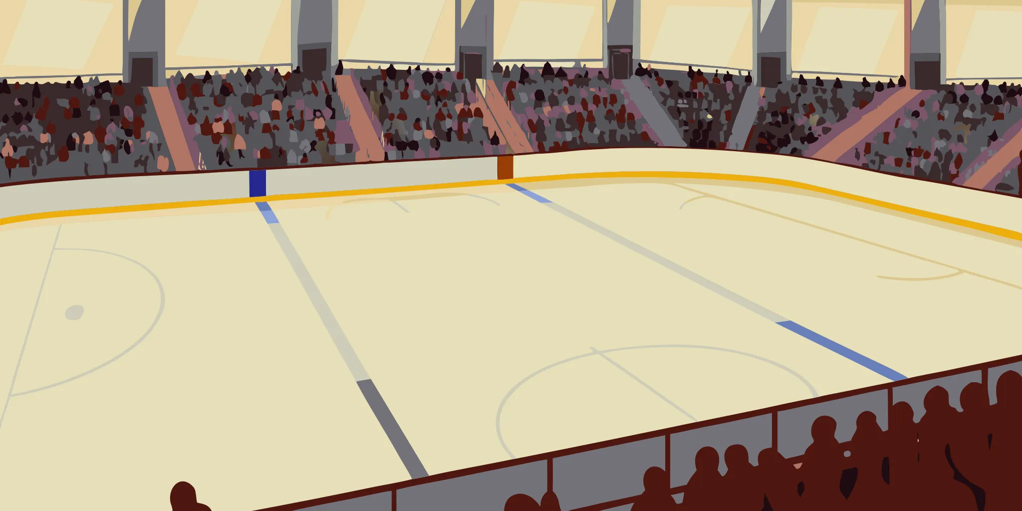 Ice rink with rink board advertising placements
