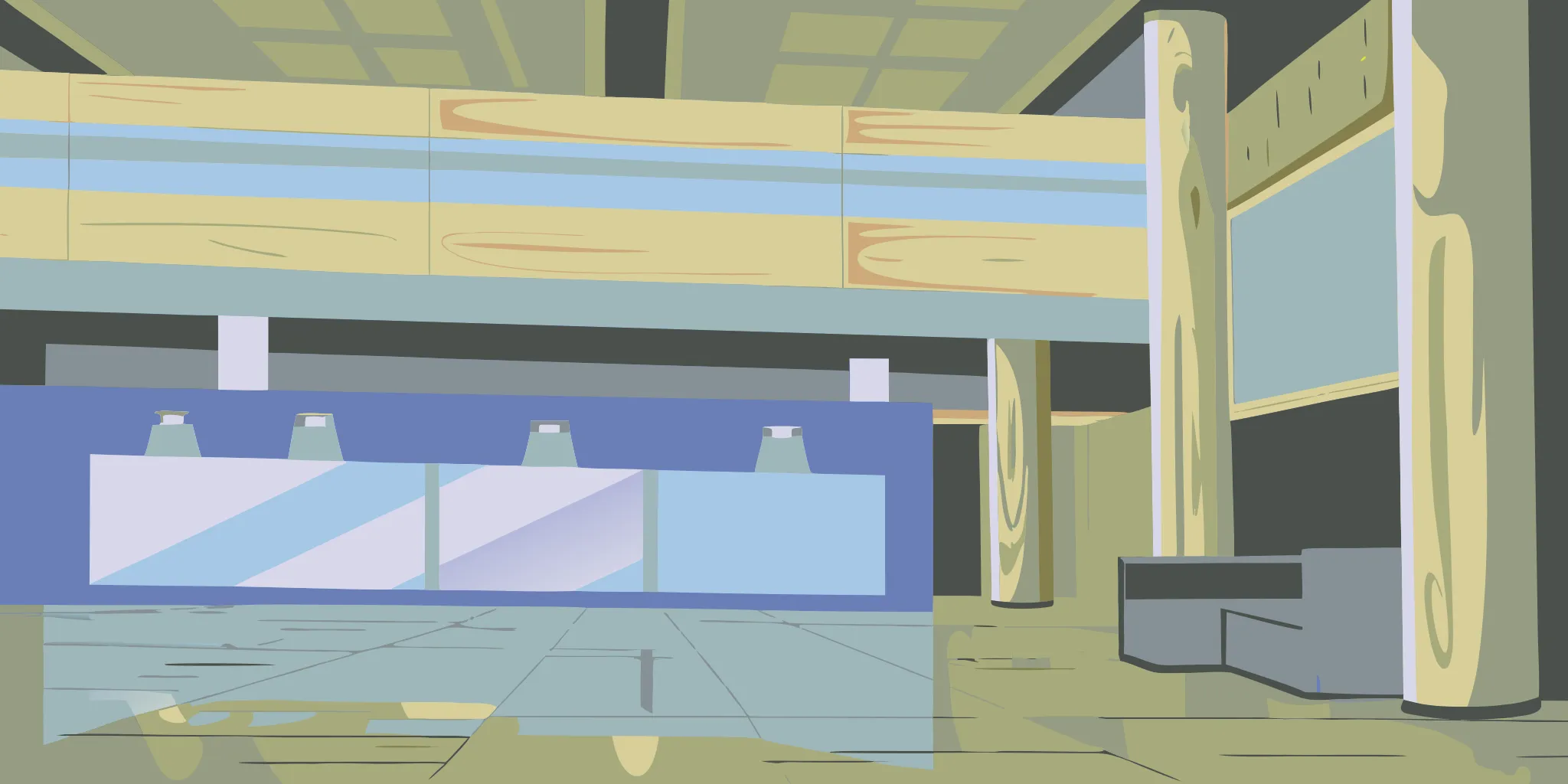 Premium advertising banner inside a modern shooting range facility lobby
